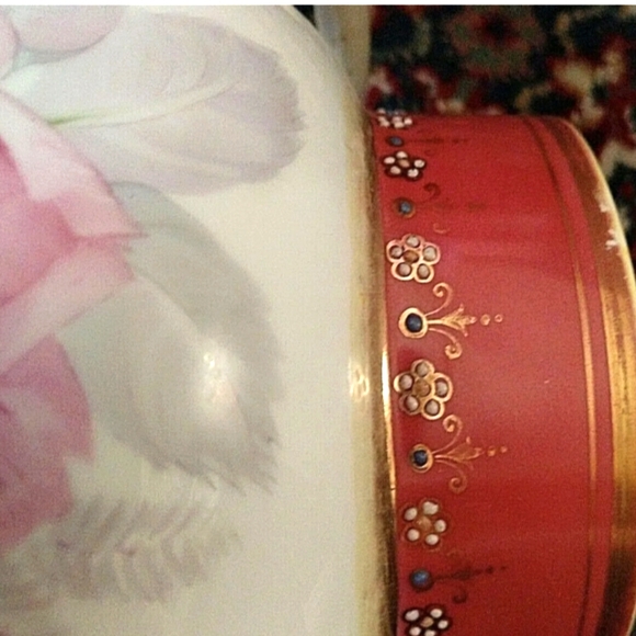 NIPPON 12" TALL Hand Painted Floral & Gold Gilt 2 Handle Vase. 100 yrs old - Picture 7 of 13